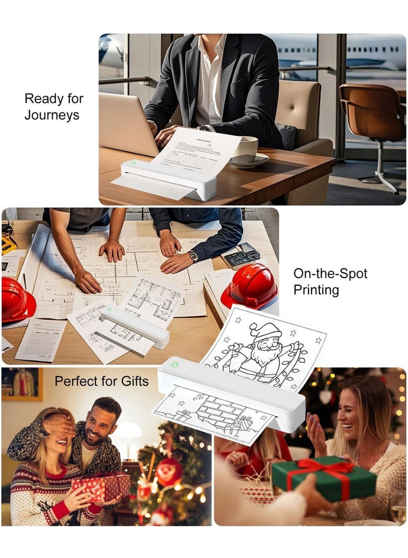 AiQi Bluetooth Thermal Printer | A4 Wide Printing (Min 210mm) | Tattoo Transfer Paper Support | Wireless for Phone/Tablet/PC | Ink-Free, White | 216mm Fanfold Paper Included | Requires Thermal Paper(Gift tattoo paper * 5+thermal paper * 20) - Image 3