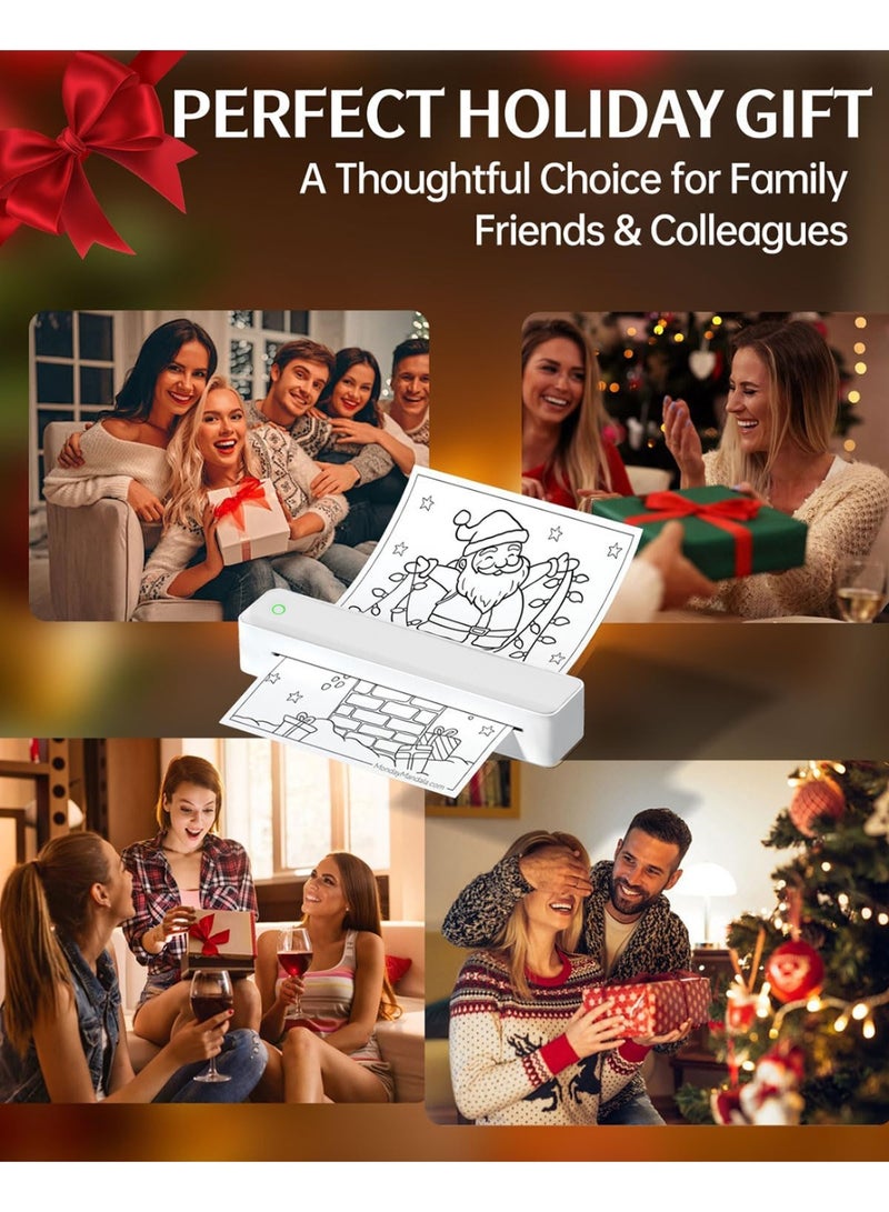 AiQi Bluetooth Thermal Printer | A4 Wide Printing (Min 210mm) | Tattoo Transfer Paper Support | Wireless for Phone/Tablet/PC | Ink-Free, White | 216mm Fanfold Paper Included | Requires Thermal Paper(Gift tattoo paper * 5+thermal paper * 20) - Image 4