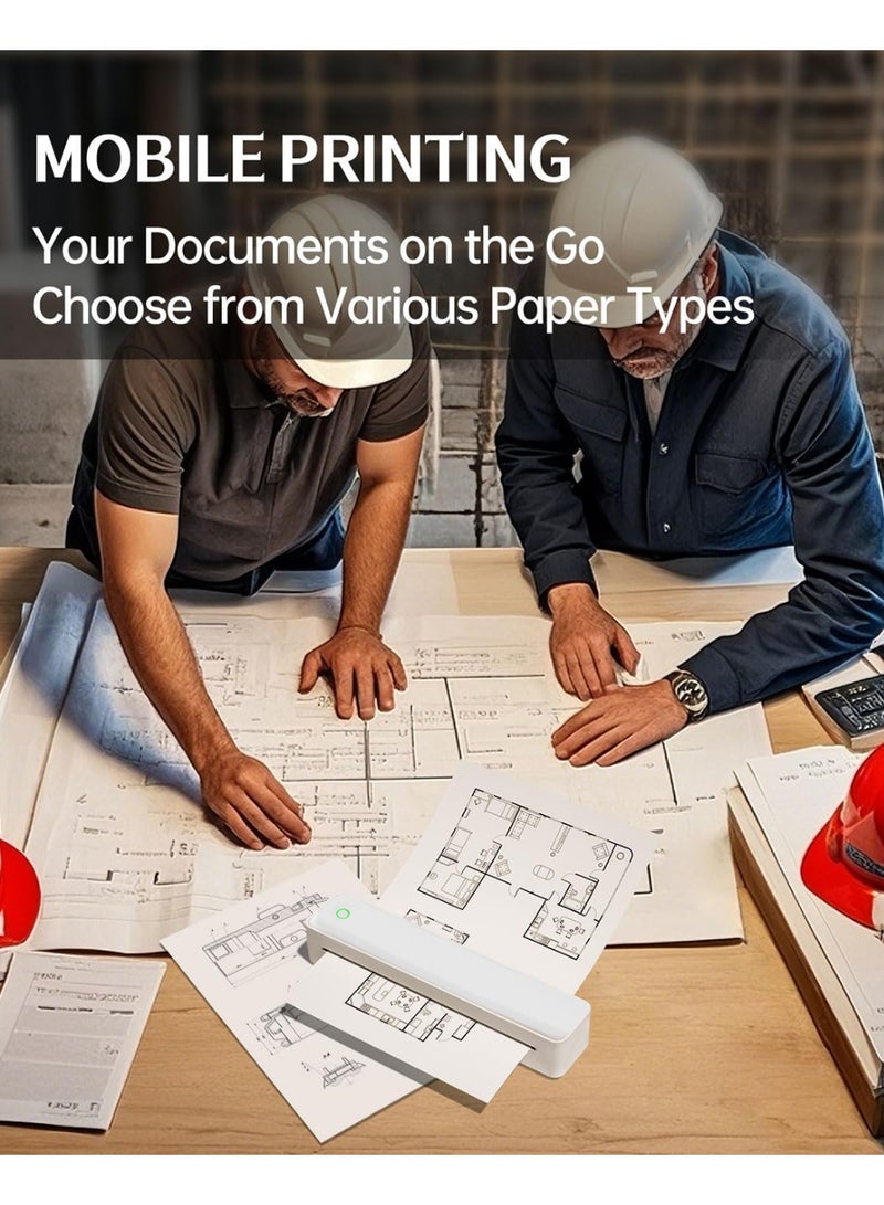 AiQi Bluetooth Thermal Printer | A4 Wide Printing (Min 210mm) | Tattoo Transfer Paper Support | Wireless for Phone/Tablet/PC | Ink-Free, White | 216mm Fanfold Paper Included | Requires Thermal Paper(Gift tattoo paper * 5+thermal paper * 20) - Image 5