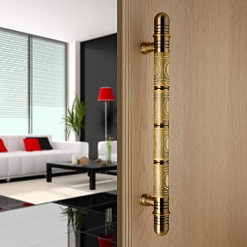 LAPO Full Brass 12 Inch Door Handle for Main Door, Bedroom Door Handle for Wooden, Glass Door, Pull-Push Door Handle for Home, Office, Hotel-Pack of 1 | Antique Finish | 3 Years Warranty - Image 1