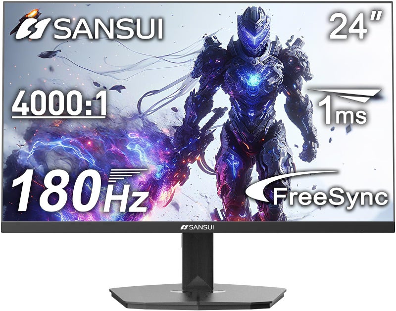 SANSUI 24 Inch Gaming Monitor 180Hz DP 14 HDMI 20 Ports High Refresh Rate Computer Monitor Racing FPS RTS Modes 1ms Response Time 110 sRGB ESG24F4 HDMI Cable Included