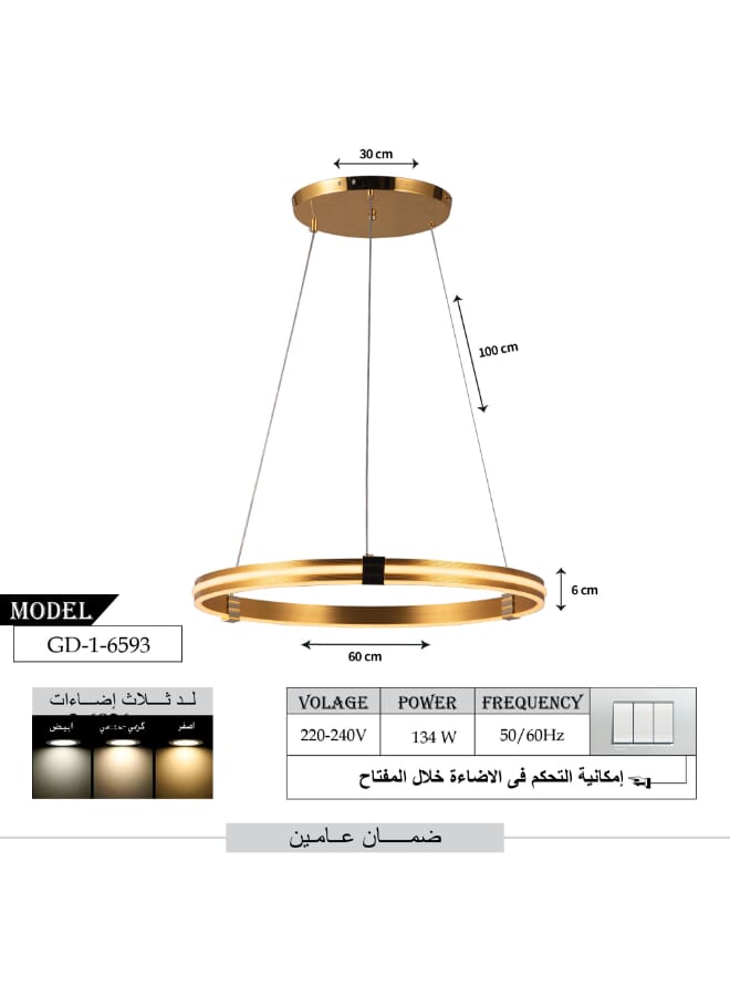 Best Power Luxury LED Chandelier With 3 Brightness Levels |134W Round Pendant Lamp 60CM Diameter Adjustable Height Ideal For Entryway Living Room Dining Room Bedroom - Image 4