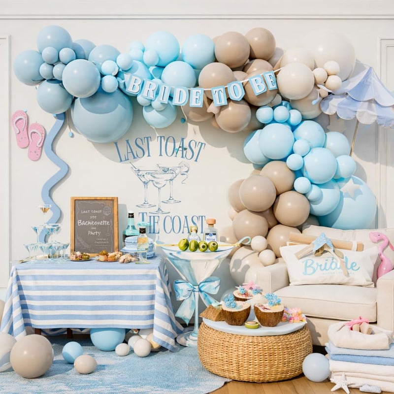 Beaumode Blue White Sand Balloon Arch kit for Last Toast on the Coast Bachelorette Beach Coastal 30th Birthday Bach Final Fiesta Bridal Shower Party Decoration (Dusty Blue) - Image 3