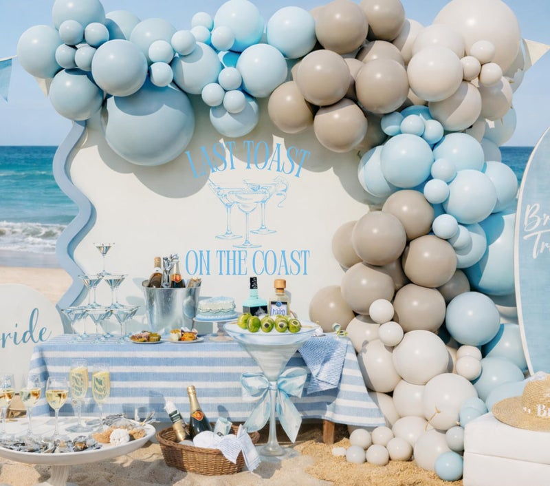Beaumode Blue White Sand Balloon Arch kit for Last Toast on the Coast Bachelorette Beach Coastal 30th Birthday Bach Final Fiesta Bridal Shower Party Decoration (Dusty Blue) - Image 1