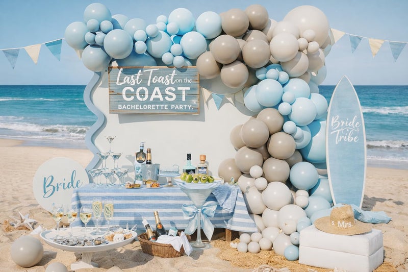 Beaumode Blue White Sand Balloon Arch kit for Last Toast on the Coast Bachelorette Beach Coastal 30th Birthday Bach Final Fiesta Bridal Shower Party Decoration (Dusty Blue) - Image 4