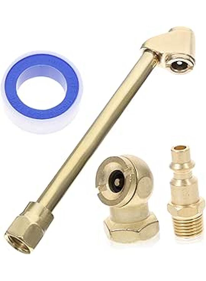 Brass Air Chuck Set Dual NPT Design 4 PCS Tire Inflator Attachments for Trucks - Image 1