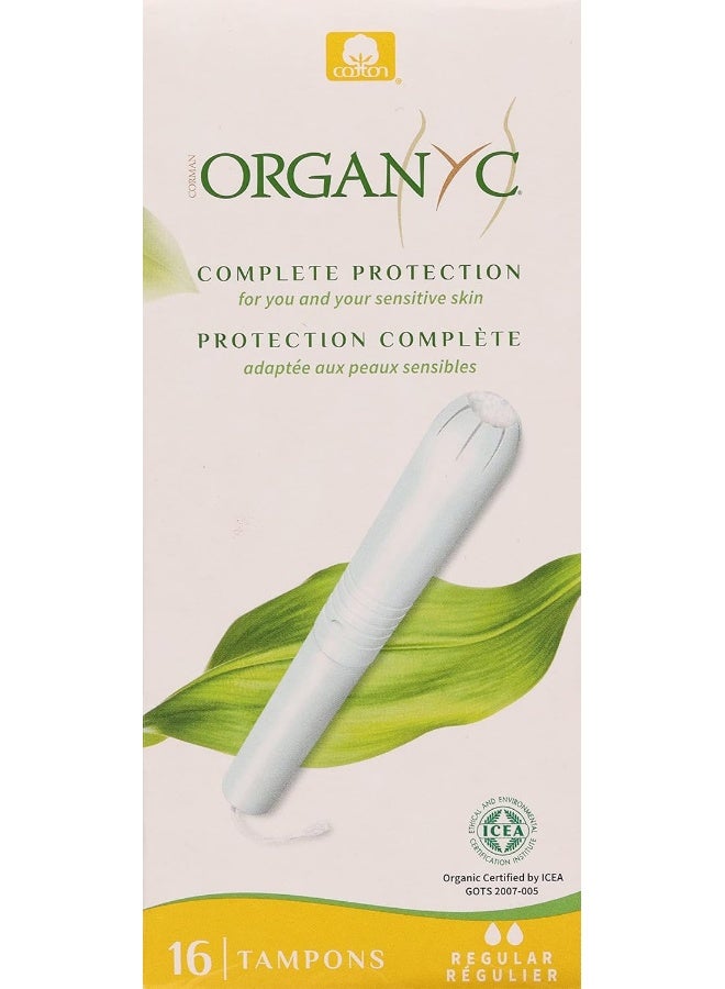 ORGANYC Organyc 100% Certified Organic Cotton Tampons - Cardboard Applicator, Free from Chlorine, Perfumes, Rayon, and Chemicals - Regular, 16 Count  - Image 1
