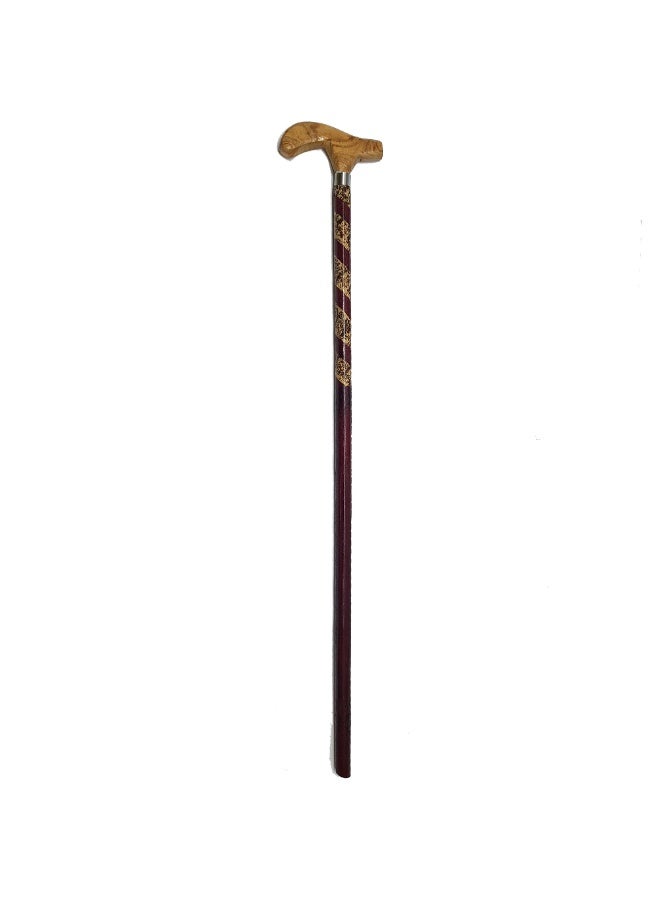 Aswan beech wood cane for men, burgundy - Image 1