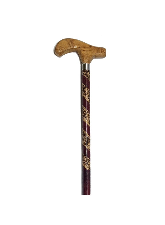 Aswan beech wood cane for men, burgundy - Image 3