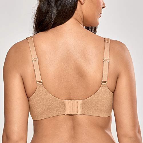 DELIMIRA Women's Plus Size Bras Minimizer Underwire Full Coverage Unlined Seamless Cup Chanterelle 34D - Image 2