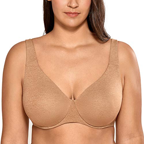 DELIMIRA Women's Plus Size Bras Minimizer Underwire Full Coverage Unlined Seamless Cup Chanterelle 34D - Image 3