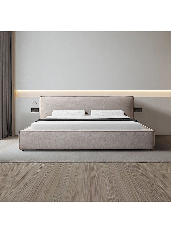 DANUBE HOME Delano 180X200 King Bed Sturdy Modern Design Wooden Double Bed Frame Furniture Quiet & Comfortable Beds L 234x188x87 cm  L.Brown  - Image 2