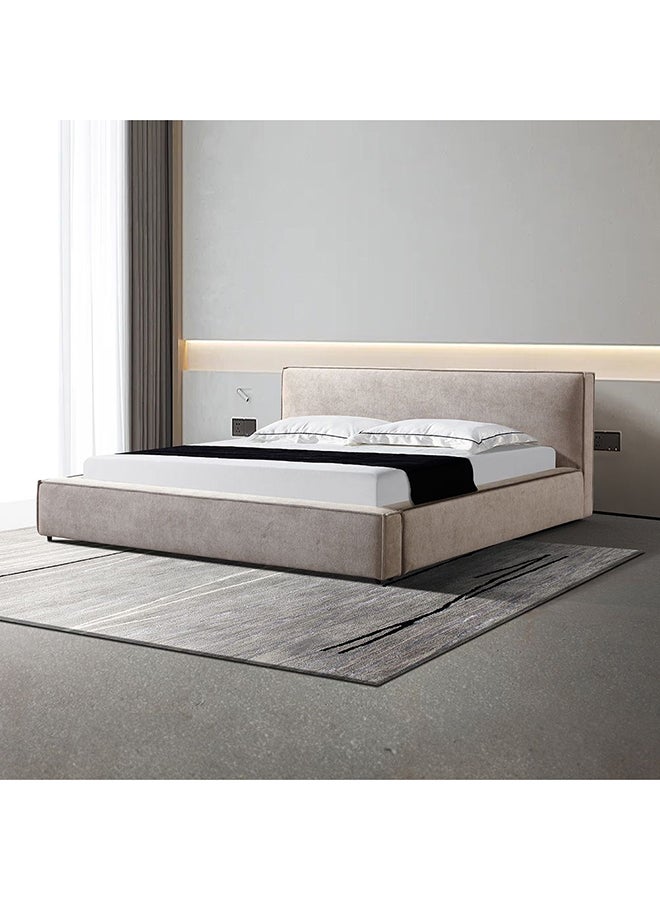 DANUBE HOME Delano 180X200 King Bed Sturdy Modern Design Wooden Double Bed Frame Furniture Quiet & Comfortable Beds L 234x188x87 cm  L.Brown  - Image 3