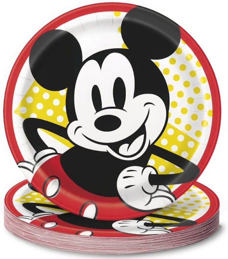 Unique Multicolor Disney Mickey Mouse Round Dinner Plates 9 8 Count  Bright and Fun Design Perfect for Disney Themed Parties - Image 1