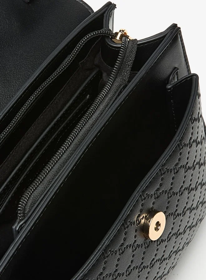 Le Confort Le Confort Monogram Embossed Satchel with Button Closure and Detachable Strap