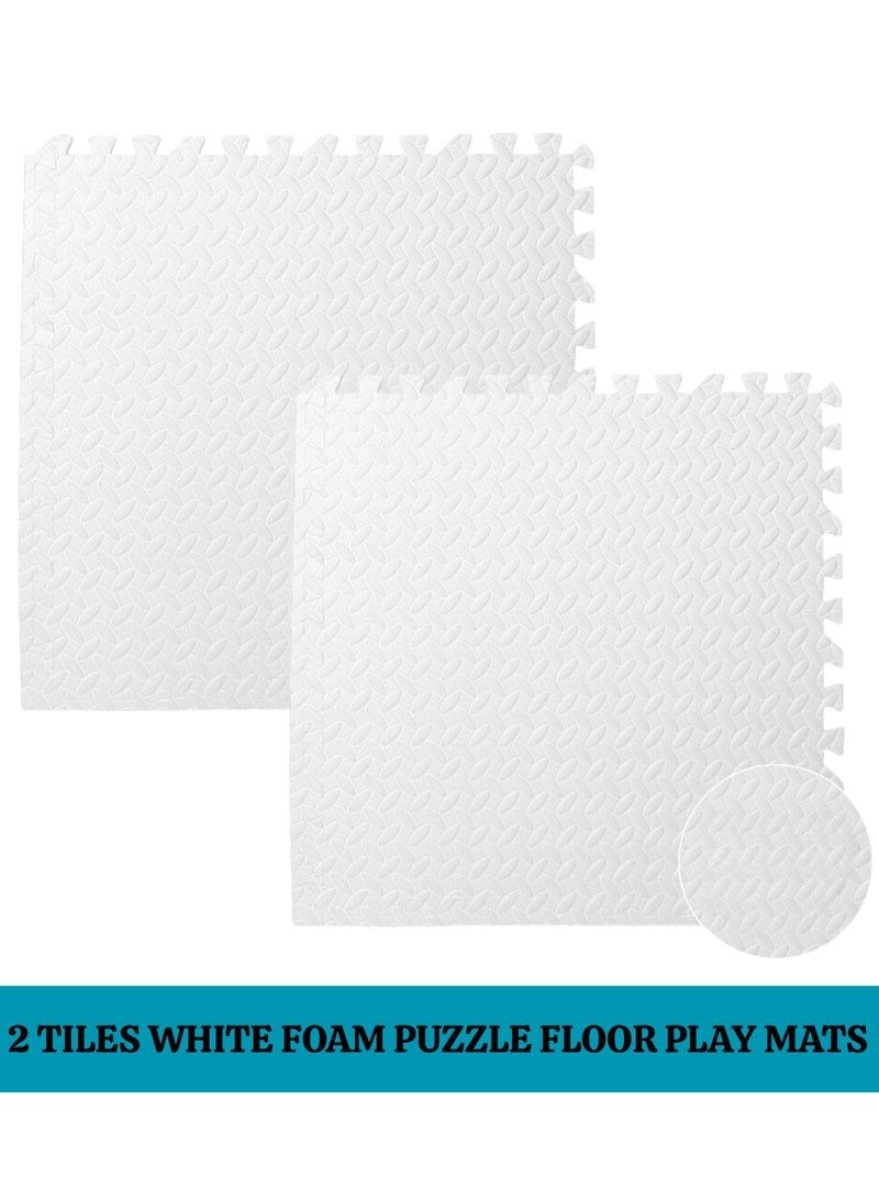 GoldenLike Foam Floor Mat, 60*60cm Puzzle Foam Mat with Borders Interlocking Baby Play Mat Gym Mat Kids Floor Mats Crawling Rug Anti-slip Mat Protective Foam Padding for Home, Gym, 2 Pcs White - Image 2