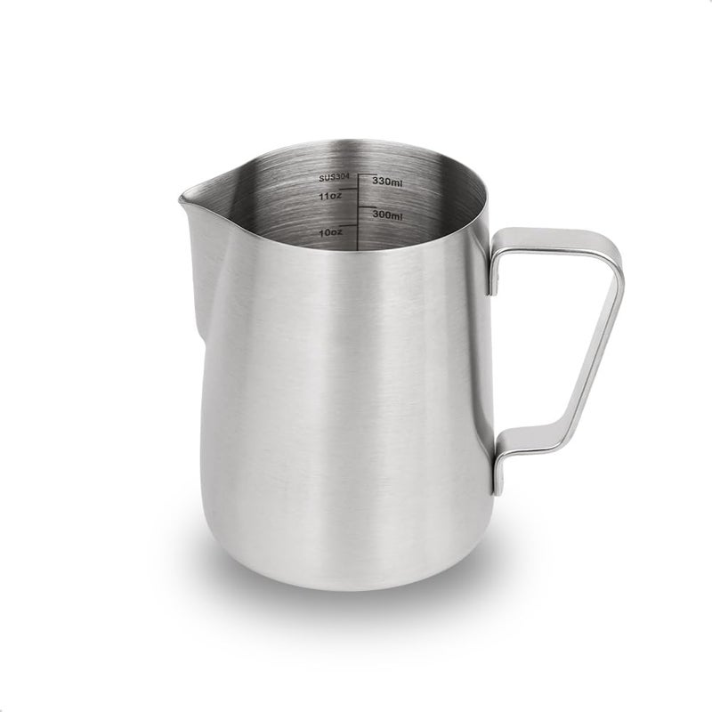 watchget Stainless Steel Milk Frothing Pitcher 12oz350ml  Espresso Steaming Pitcher for Cappuccino Latte Art Coffee Machine Accessories Milk Jug Milk Frother Cup Matt Silver