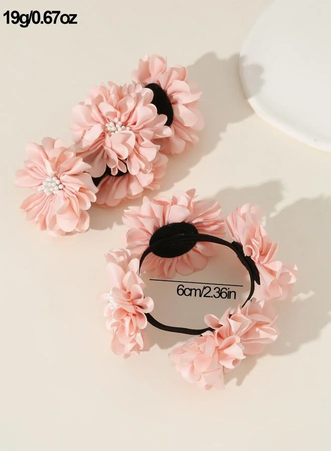 Take Two  Pack of 2 - Girls White Floral Chiffon Hair Ties for Women | Best Price UAE