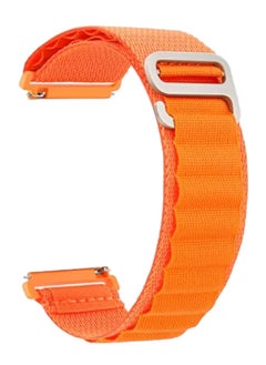 20mm Stretch Nylon Metal Alpine Loop Woven Strap For Oraimo OSW16- Smart Watch- With Titanium G Hook  Orange
