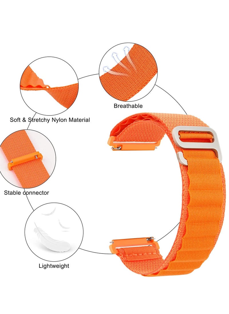 Generic - 20mm Stretch Nylon Metal Alpine Loop Woven Strap For Oraimo OSW16- Smart Watch- With Titanium G Hook  Orange - Image 1
