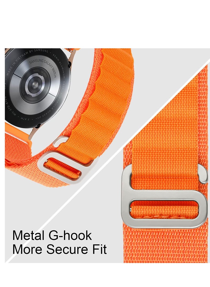 Generic - 20mm Stretch Nylon Metal Alpine Loop Woven Strap For Oraimo OSW16- Smart Watch- With Titanium G Hook  Orange - Image 1