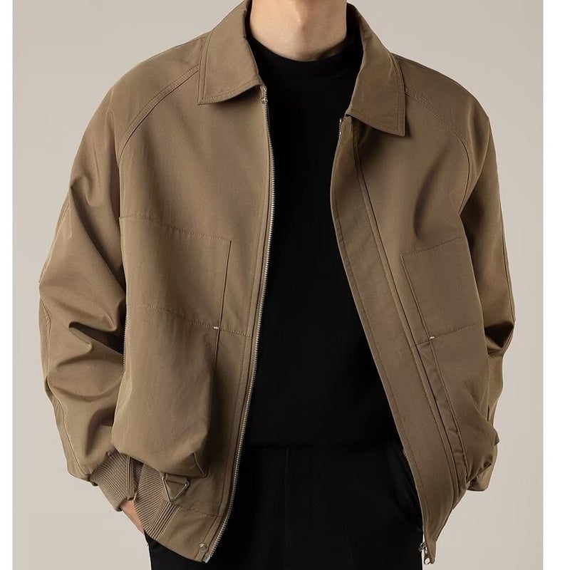 Jacket Mens Spring and Autumn Korean Style Light Mature Style Mens Loose Short Lasel Jacket Mens Jacket Casual Top Trendy Black - Image 3