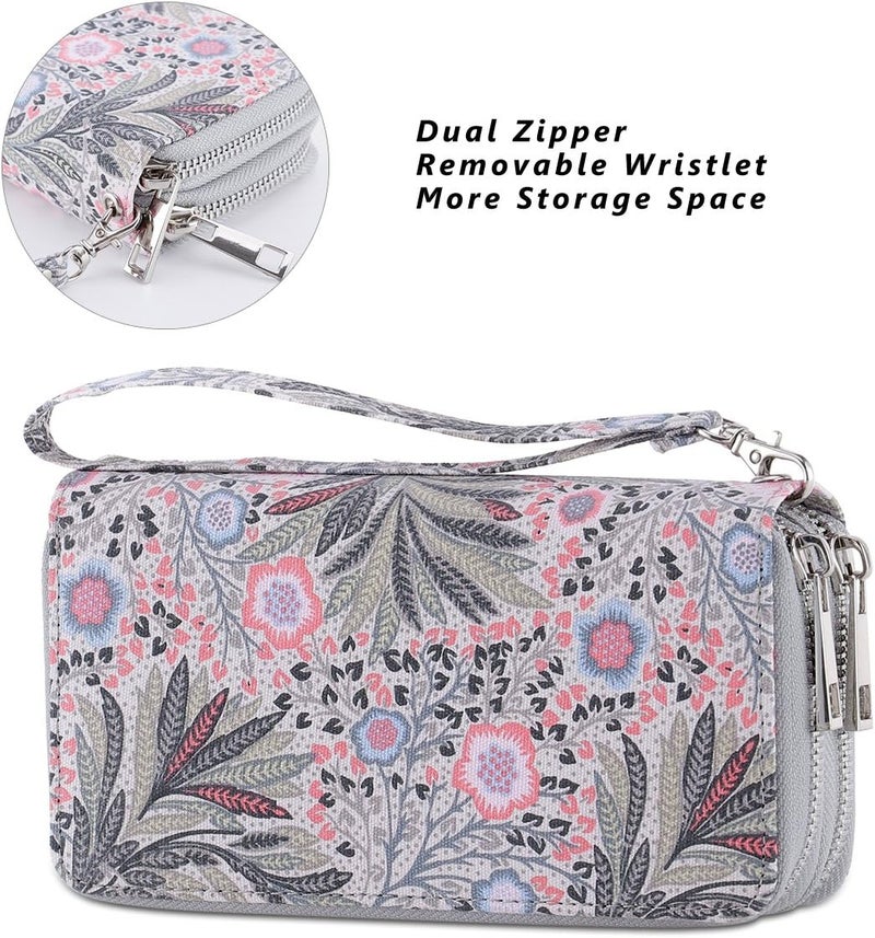 HAWEE Cellphone Wallet for Women Dual Zipper Long Purse with Removable Wristlet - Image 4