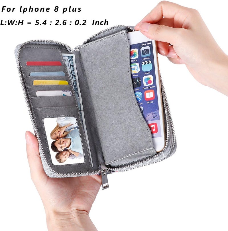 HAWEE Cellphone Wallet for Women Dual Zipper Long Purse with Removable Wristlet - Image 2