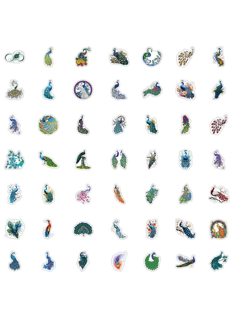 قوس قزح أورينبو 50 قطعة من ملصقات الطاووس لسجل القصاصات حيوانات لطيفة ملصقات فينيل مقاومة للماء للأطفال والمراهقين والفتيات وزجاجات المياه والكمبيوتر المحمول والهاتف والأمتعة والغيتار والثلاجة - Image 2