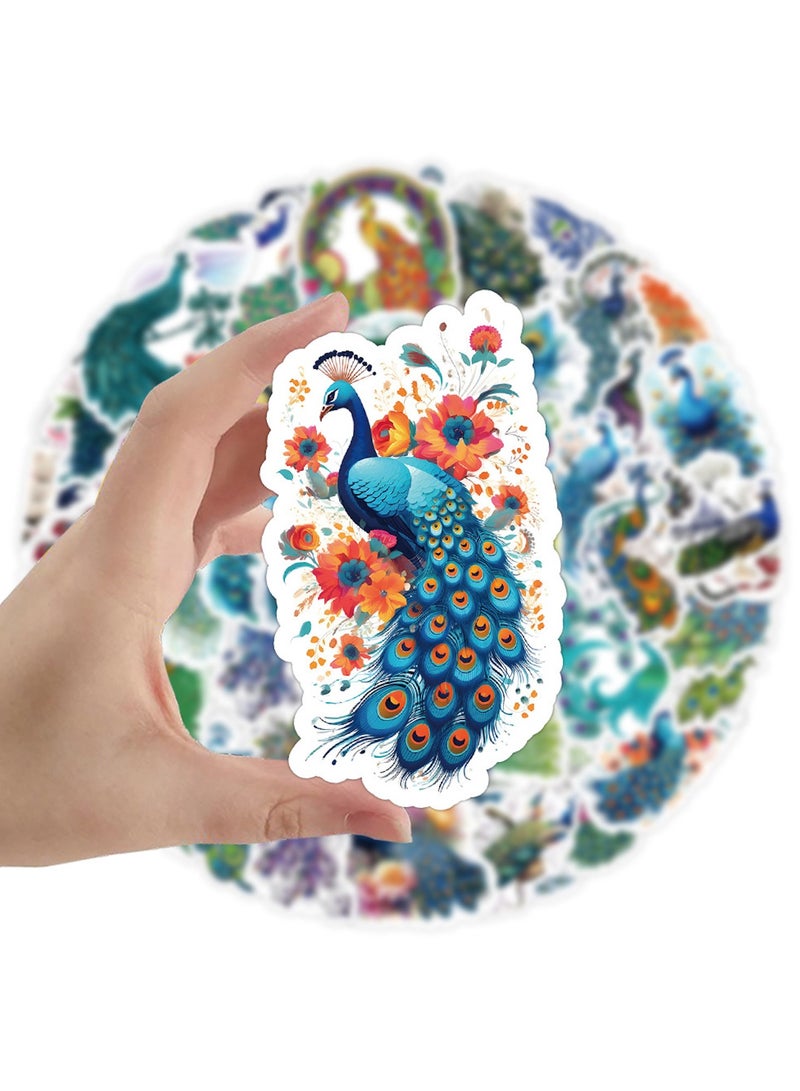 قوس قزح أورينبو 50 قطعة من ملصقات الطاووس لسجل القصاصات حيوانات لطيفة ملصقات فينيل مقاومة للماء للأطفال والمراهقين والفتيات وزجاجات المياه والكمبيوتر المحمول والهاتف والأمتعة والغيتار والثلاجة - Image 3