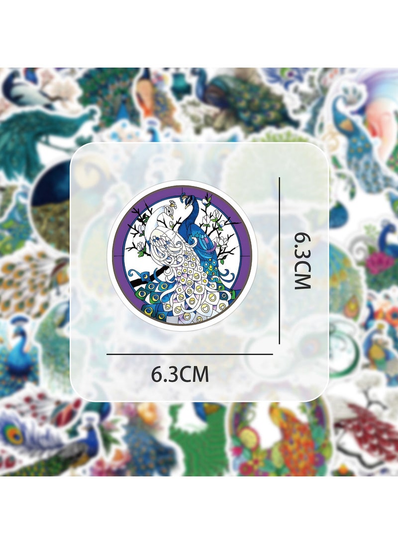 قوس قزح أورينبو 50 قطعة من ملصقات الطاووس لسجل القصاصات حيوانات لطيفة ملصقات فينيل مقاومة للماء للأطفال والمراهقين والفتيات وزجاجات المياه والكمبيوتر المحمول والهاتف والأمتعة والغيتار والثلاجة - Image 5