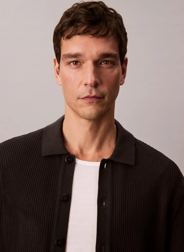 Calvin Klein Jeans black Cotton Mesh Button-Up Shirt for Men | Best Price UAE