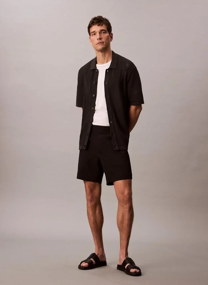 Calvin Klein Jeans black Cotton Mesh Button-Up Shirt for Men | Best Price UAE