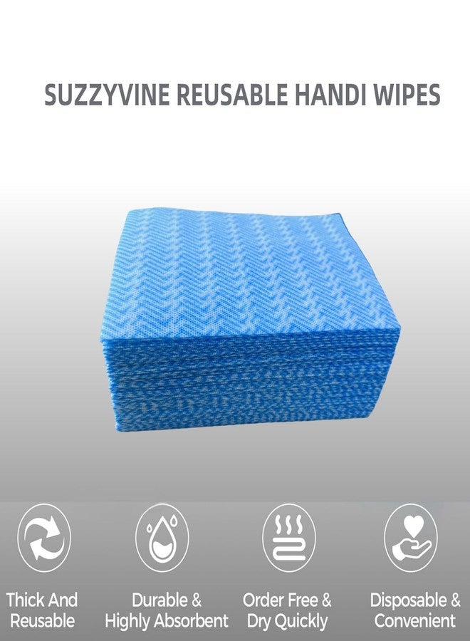 SUZZYVINE Handi Wipes Reusable Cloths Disposable Cleaning Cloth Reusable Paper Towels for Kitchen, Multi-use Dish Cloths Dish Towels, Disposable Cleaning Rags,11.81"×19.69" 50 Count, Blue - Image 3