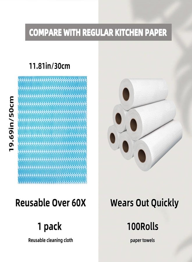 SUZZYVINE Handi Wipes Reusable Cloths Disposable Cleaning Cloth Reusable Paper Towels for Kitchen, Multi-use Dish Cloths Dish Towels, Disposable Cleaning Rags,11.81"×19.69" 50 Count, Blue - Image 2