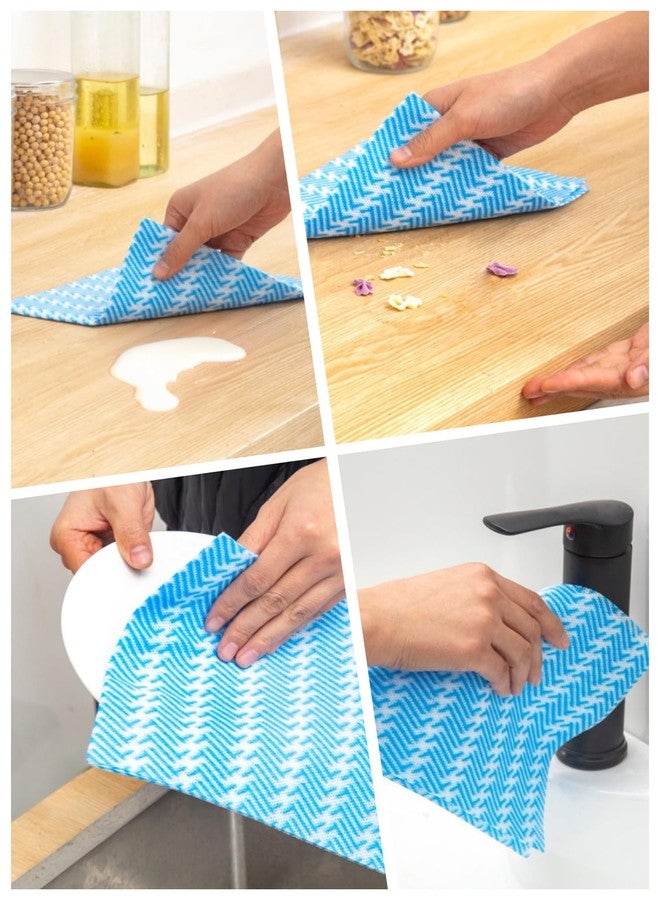 SUZZYVINE Handi Wipes Reusable Cloths Disposable Cleaning Cloth Reusable Paper Towels for Kitchen, Multi-use Dish Cloths Dish Towels, Disposable Cleaning Rags,11.81"×19.69" 50 Count, Blue - Image 5