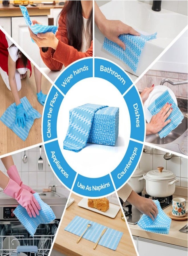 SUZZYVINE Handi Wipes Reusable Cloths Disposable Cleaning Cloth Reusable Paper Towels for Kitchen, Multi-use Dish Cloths Dish Towels, Disposable Cleaning Rags,11.81"×19.69" 50 Count, Blue - Image 4