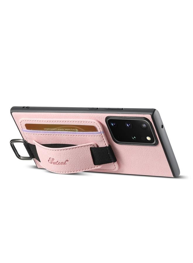 Suteni Case For Samsung Galaxy Note20 5G H13 Litchi Leather Wrist Strap Wallet Back Phone Case - Image 2