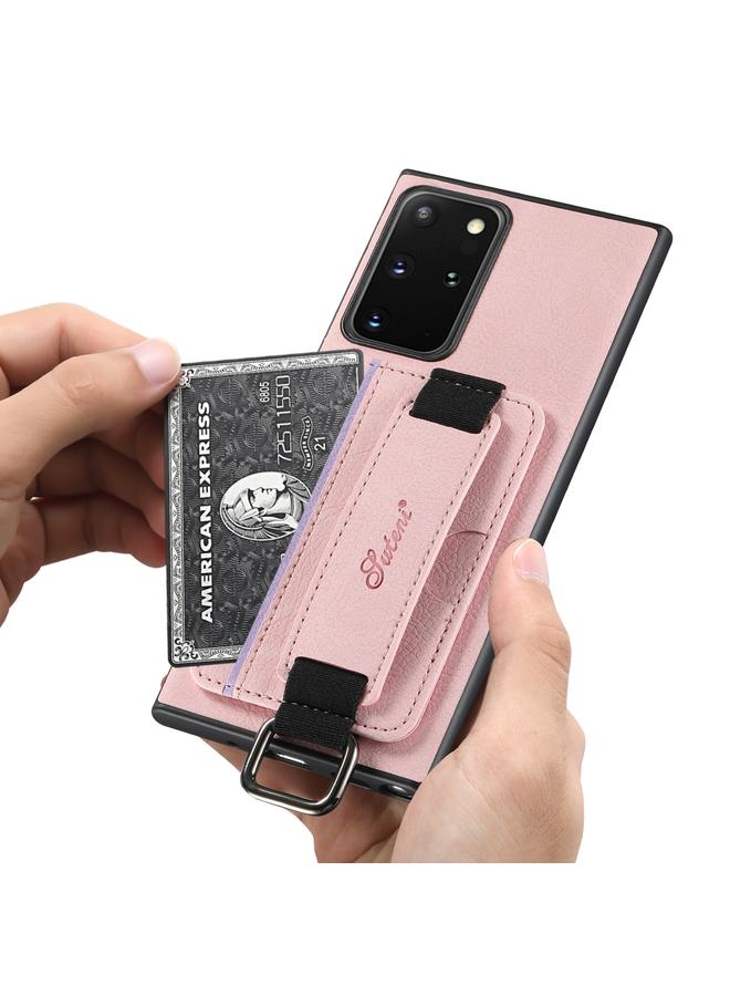 Suteni Case For Samsung Galaxy Note20 5G H13 Litchi Leather Wrist Strap Wallet Back Phone Case - Image 4