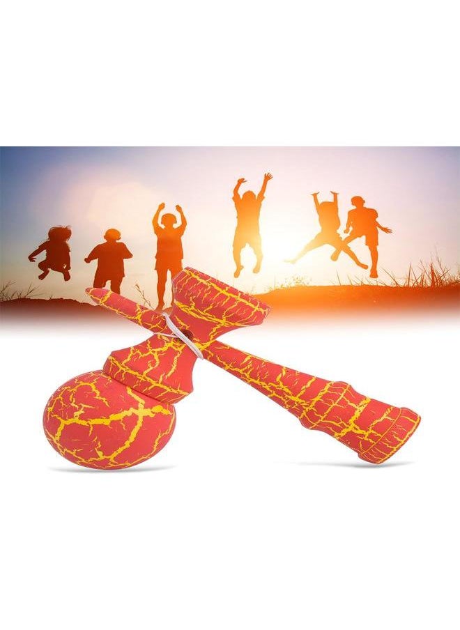 NIBEMINENT Crack Paint Kendama Ball Skillful Juggling Game Japanese Traditional Toy(red&yellow)  - Image 4