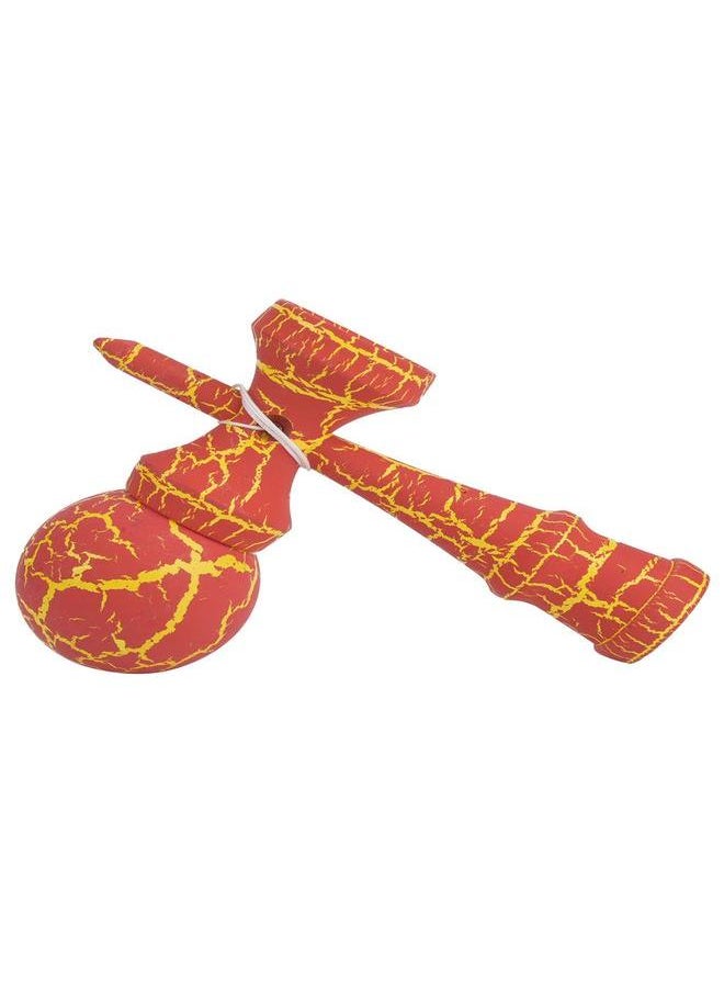 NIBEMINENT Crack Paint Kendama Ball Skillful Juggling Game Japanese Traditional Toy(red&yellow)  - Image 3