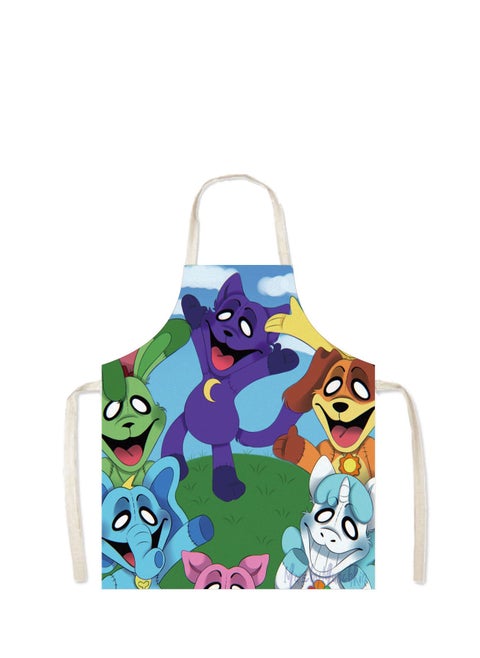 2Pcs Smiling Critters Chapter 3 CatNapSurrounding Anime Apron Cute Print Kitchen Anti fouling Cover for Parent Child