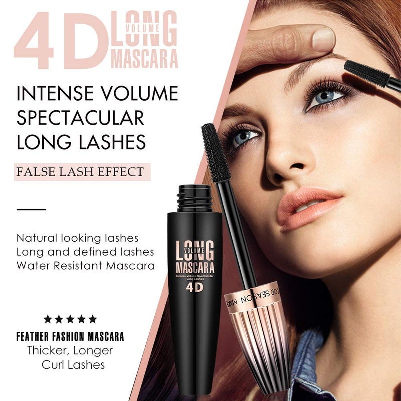 FGHJ 4D Silk Fiber Lash Mascara, Waterproof Long Lasting Mascara Black Volume and Length Natural, Exquisitely Full, Lengthening Thickening Softer Fuller Lashes Amplify Smudge-Proof Eyelash Mascaras,1 Pack - Image 2