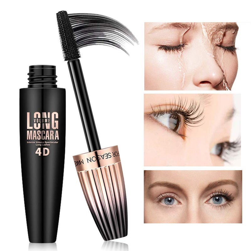 FGHJ 4D Silk Fiber Lash Mascara, Waterproof Long Lasting Mascara Black Volume and Length Natural, Exquisitely Full, Lengthening Thickening Softer Fuller Lashes Amplify Smudge-Proof Eyelash Mascaras,1 Pack - Image 5