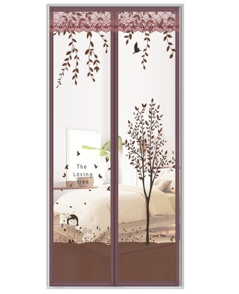Kn2 MART Mosquito Net for Door Polyester Magnetic Curtain Auto Closing Insect Screen for All Door Types & Sizes with Self Adhesive Hook Tape (210 * 100cms, Brown) - Image 1
