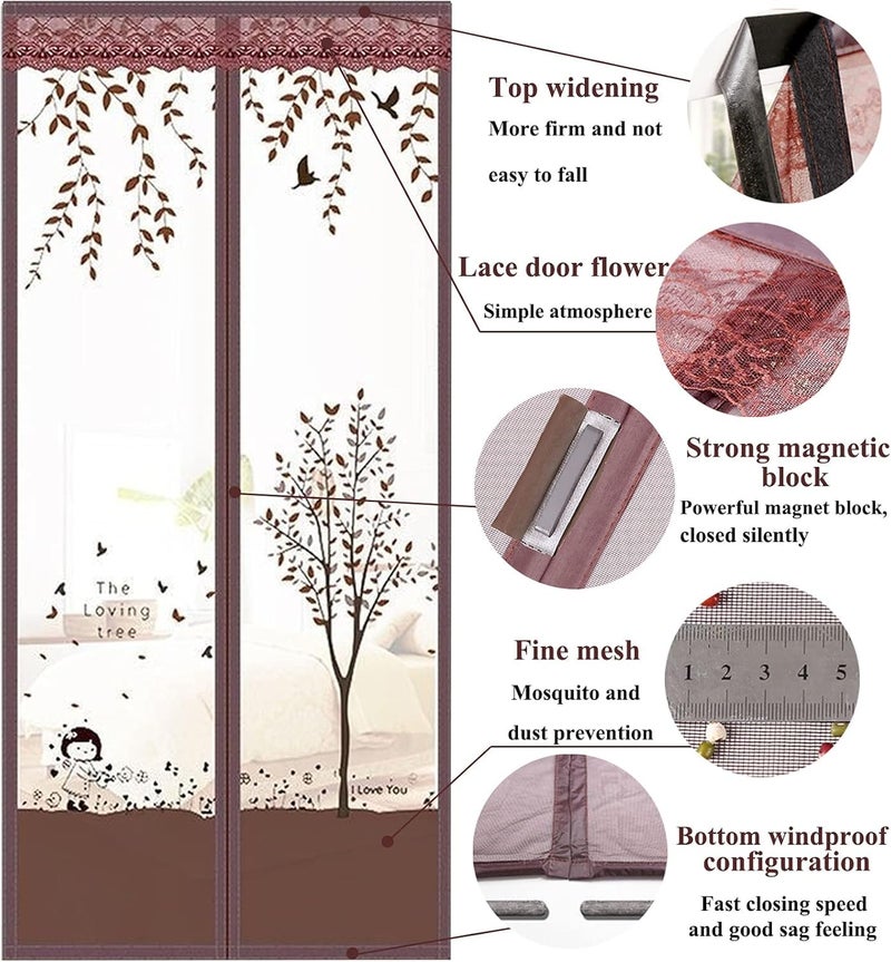 Kn2 MART Mosquito Net for Door Polyester Magnetic Curtain Auto Closing Insect Screen for All Door Types & Sizes with Self Adhesive Hook Tape (210 * 100cms, Brown) - Image 5