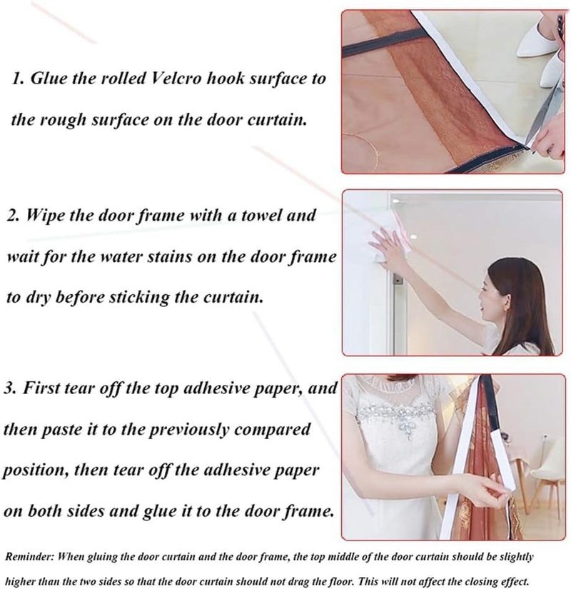 Kn2 MART Mosquito Net for Door Polyester Magnetic Curtain Auto Closing Insect Screen for All Door Types & Sizes with Self Adhesive Hook Tape (210 * 100cms, Brown) - Image 3