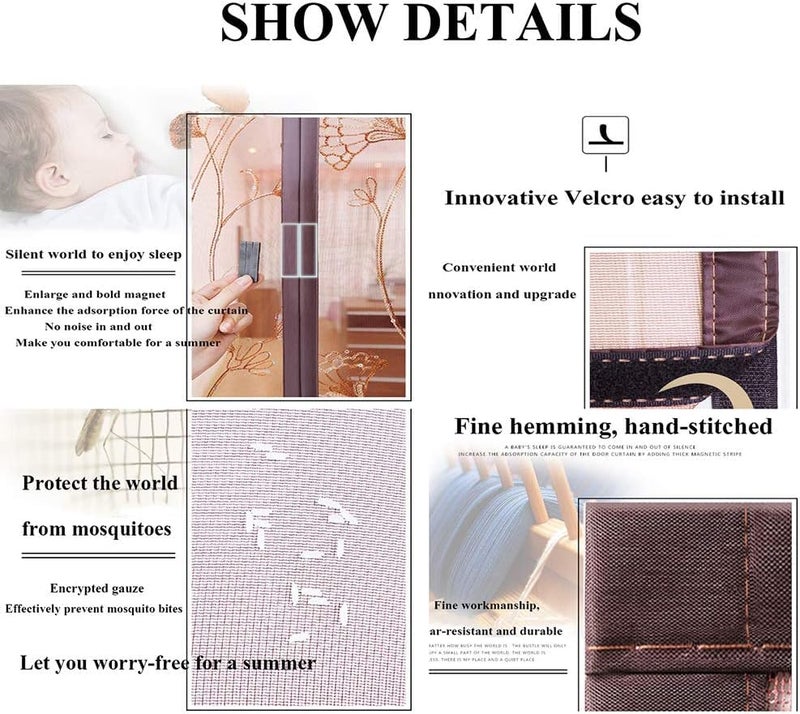 Kn2 MART Mosquito Net for Door Polyester Magnetic Curtain Auto Closing Insect Screen for All Door Types & Sizes with Self Adhesive Hook Tape (210 * 100cms, Brown) - Image 4