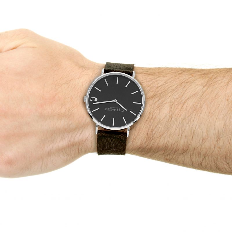 COACH Charles Black Dial Brown Leather Strap Watch for Men - 14602156 - Image 4