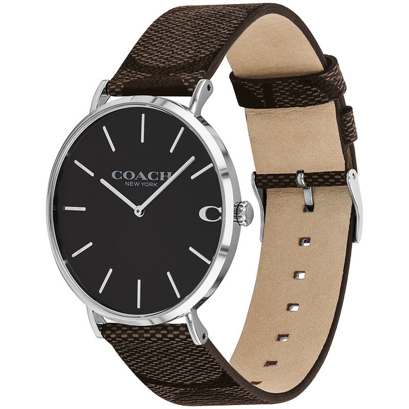 COACH Charles Black Dial Brown Leather Strap Watch for Men - 14602156 - Image 1